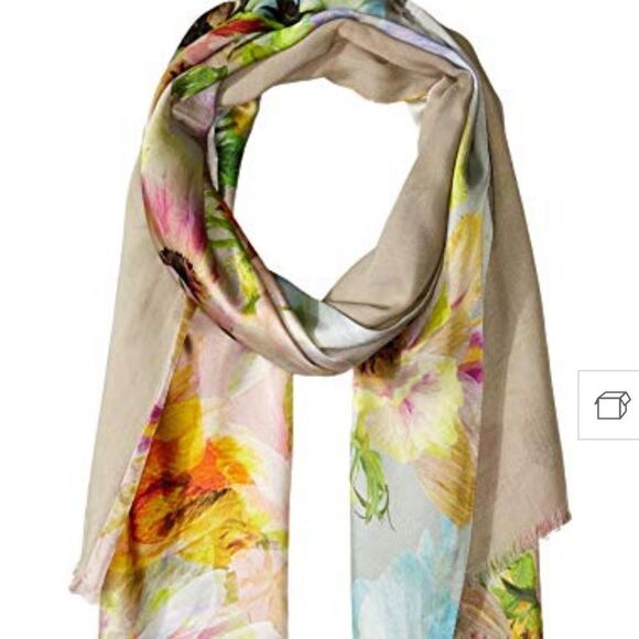 Echo Design Women's Digital Floral Double-Faced Silk Wrap Mist One Size - Picture 1 of 3